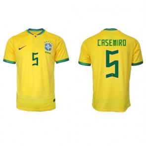 Brasilien Casemiro #5 Replika Hjemmebanetrøje VM 2022 Kortærmet